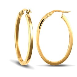 JER549 | 9ct Yellow Gold Oval Hoop Earrings
