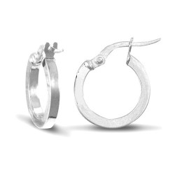 JER674A | 9ct White Gold Square Tube Hoop Earrings