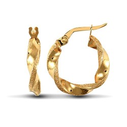 JER678A | 9ct Yellow Gold Polished/Frost Hoop Earrings