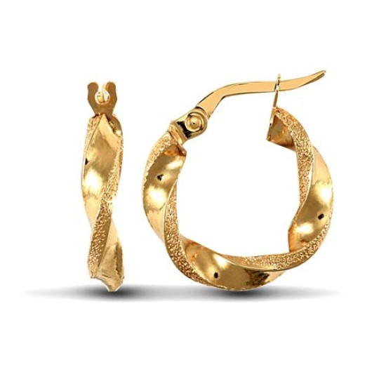 JER678A | 9ct Yellow Gold Polished/Frost Hoop Earrings