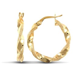 JER678B | 9ct Yellow Gold Polished/Frost Hoop Earrings
