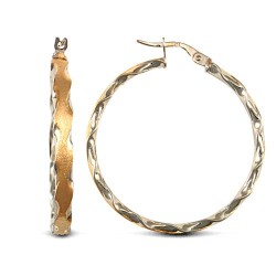 JER723C | 9ct Yellow And White Gold Twisted Hoop Earrings