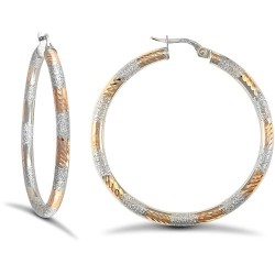 JER727C | 9ct White & Rose Frost & Dia Cut Hoop