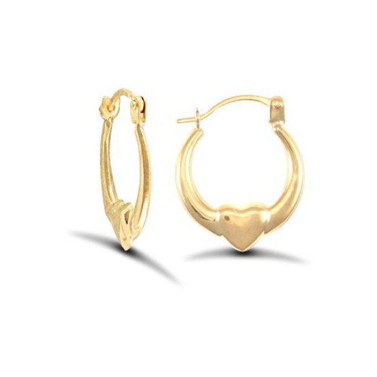 JER731 | 9ct Yellow Gold Heart Creole Earrings