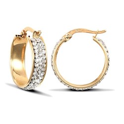 JER737A | 9ct Yellow Gold Huggie Earrings With Cubic Zirconia Stones