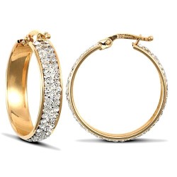 JER737B | 9ct Yellow Gold Huggie Earrings With Cubic Zirconia Stones