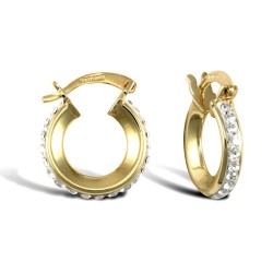 JER753A | 9ct Yellow Gold Cubic Zirconia Hoop Earrings