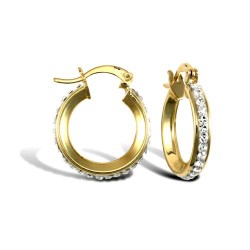 JER753B | 9ct Yellow Gold Cubic Zirconia Hoop Earrings