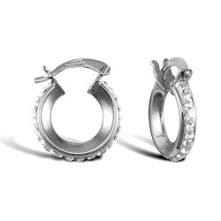JER754A | 9ct White Gold Cubic Zirconia Hoop Earrings
