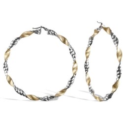 JER768C | 9ct Yellow & White Gold Hoop Earrings
