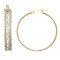 JER783B | 9ct Yellow and White Gold Frosted Meander Greek Key Hoop Earrings 30mm