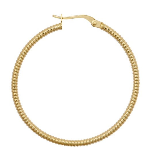 JER786E | 9ct Yellow Ribbed Polished hoop earring