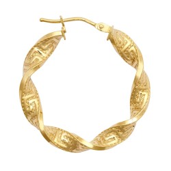 JER787A | 9ct Yellow Greek Key hoop earring