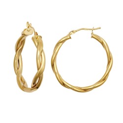 JER788A | 9ct Yellow Double Tubed Plaited Polished hoop earring
