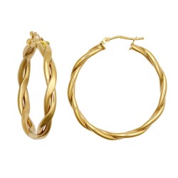JER788B | 9ct Yellow Double Tubed Plaited Polished hoop earring