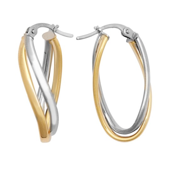 JER800 | 9ct Yellow & White Double Oval Hoop Earring