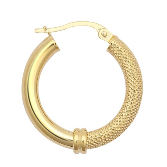 JER805B | 9ct Yellow Polished & Mesh Hoop Earring