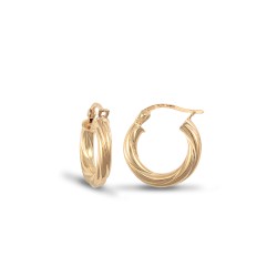 JER823A | 14ct Yellow Gold Twist Hoop Earrings - 3mm Tube