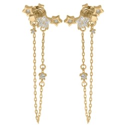 JER825 | 9ct Yellow Gold CZ Set Drop Chain Earrings