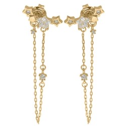 JER825 | 9ct Yellow Gold CZ Set Drop Chain Earrings