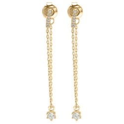 JER826 | 9ct Yellow Gold CZ Set Drop Chain Earrings