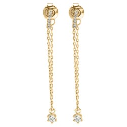 JER826 | 9ct Yellow Gold CZ Set Drop Chain Earrings