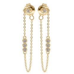 JER827 | 9ct Yellow Gold CZ Set Drop Chain Earrings