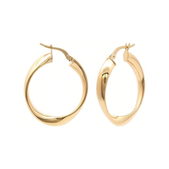 9ct Yellow Gold Polished Twisted Hoop Earrings