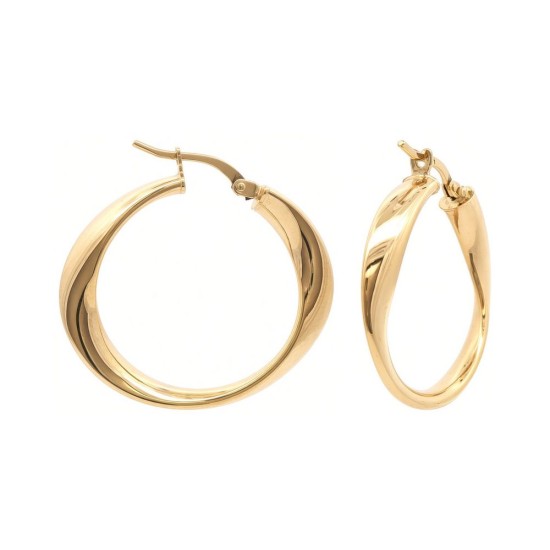 9ct Yellow Gold Polished Wide Twisted Hoop Earrings