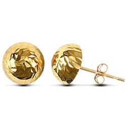 JES085 | 9ct Yellow Gold Diamond Cut Half Ball Studs