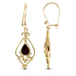 JES119 | 9ct Yellow Gold Garnet Drop Earrings