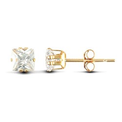 JES196 | 9ct Yellow Gold Square Cubic Zirconia Stud Earrings
