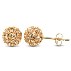 JES209 | 9ct Yellow Gold Crystal Ball Stud Earrings