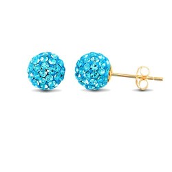 JES211 | 9ct Yellow Gold Crystal Ball Stud Earrings
