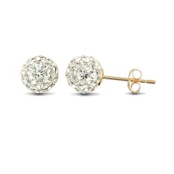JES212 | 9ct Yellow Gold Crystal Ball Stud Earrings