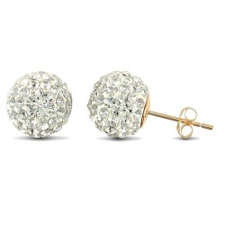 JES215 | 9ct Yellow Gold Crystal Ball Stud Earrings