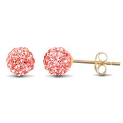 JES216 | 9ct Yellow Gold Crystal Ball Stud Earrings