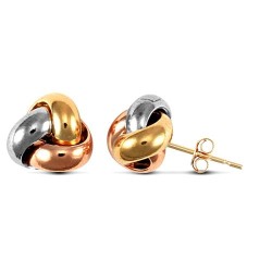 JES240 | 9ct 3 Colour Gold Knot Stud Earrings