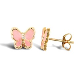 JES252 | 9ct Yellow Enamelled Butterfly Stud Earrings