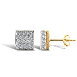 JES303 | 9ct Yellow And White Gold Cubic Zirconia Stud Earrings