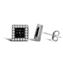 JES332 | 9ct White Gold Square Cubic Zirconia Stud Earrings