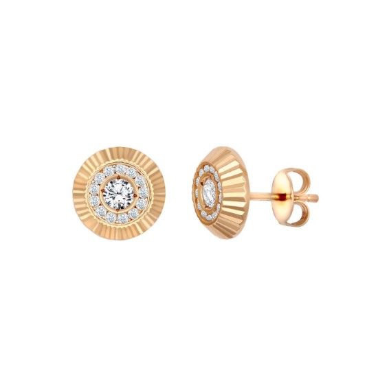 JES352 | 9ct Rose Gold 10mm CZ Bezel Stud Earrings