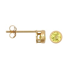 JES357 | 9ct Yellow Rub-over Set Peridot Stud Earrings