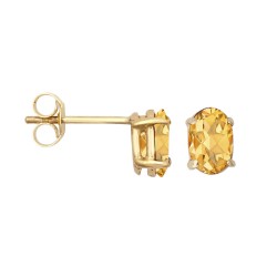 JES371 | 9ct Yellow Gold 6x4 Citrine Stud Earrings