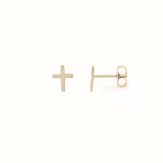 JES378 | 9ct Yellow Gold Cross Studs Earrings