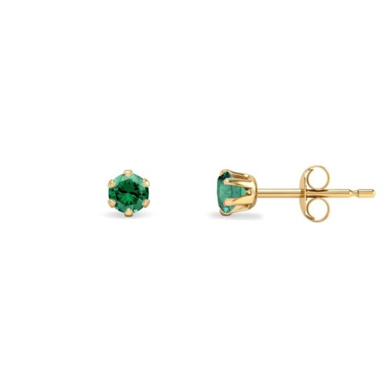 JES388 | 9ct Yellow Gold 3mm Claw-set Green CZ Studs