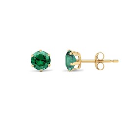 JES390 | 9ct Yellow Gold 5mm Claw-set Green CZ Studs
