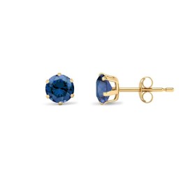 JES393 | 9ct Yellow Gold 5mm Claw-set Blue CZ Studs