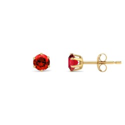 JES395 | 9ct Yellow Gold 4mm Claw-set Red CZ Studs