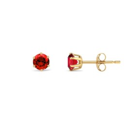 JES395 | 9ct Yellow Gold 4mm Claw-set Red CZ Studs